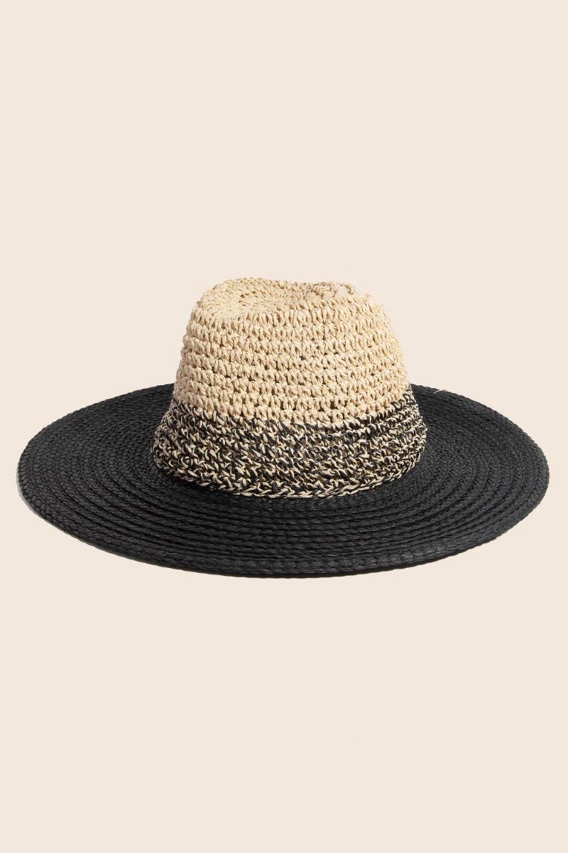 Tone Contrast Straw Hat: KA