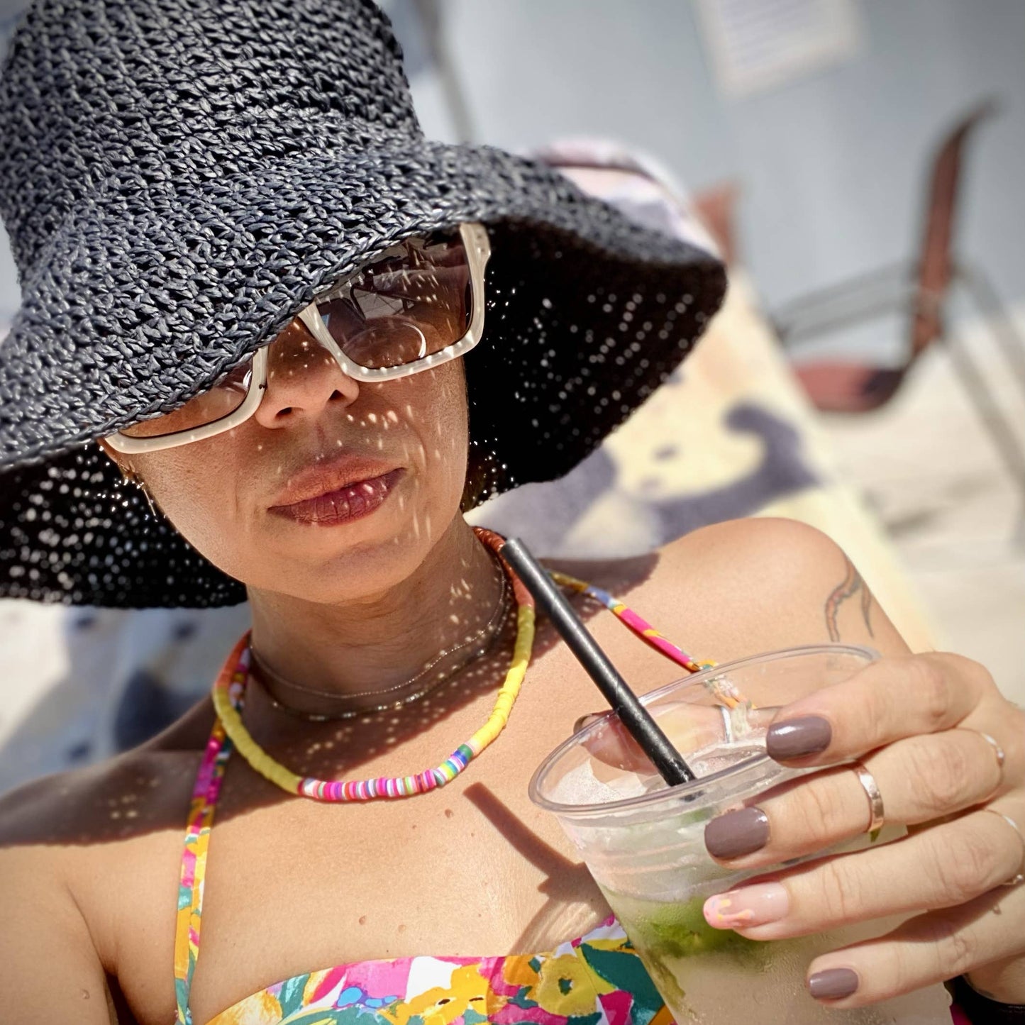 Rainbow Unicorn Birthday Surprise - Capri Straw Sun Hat: Tan