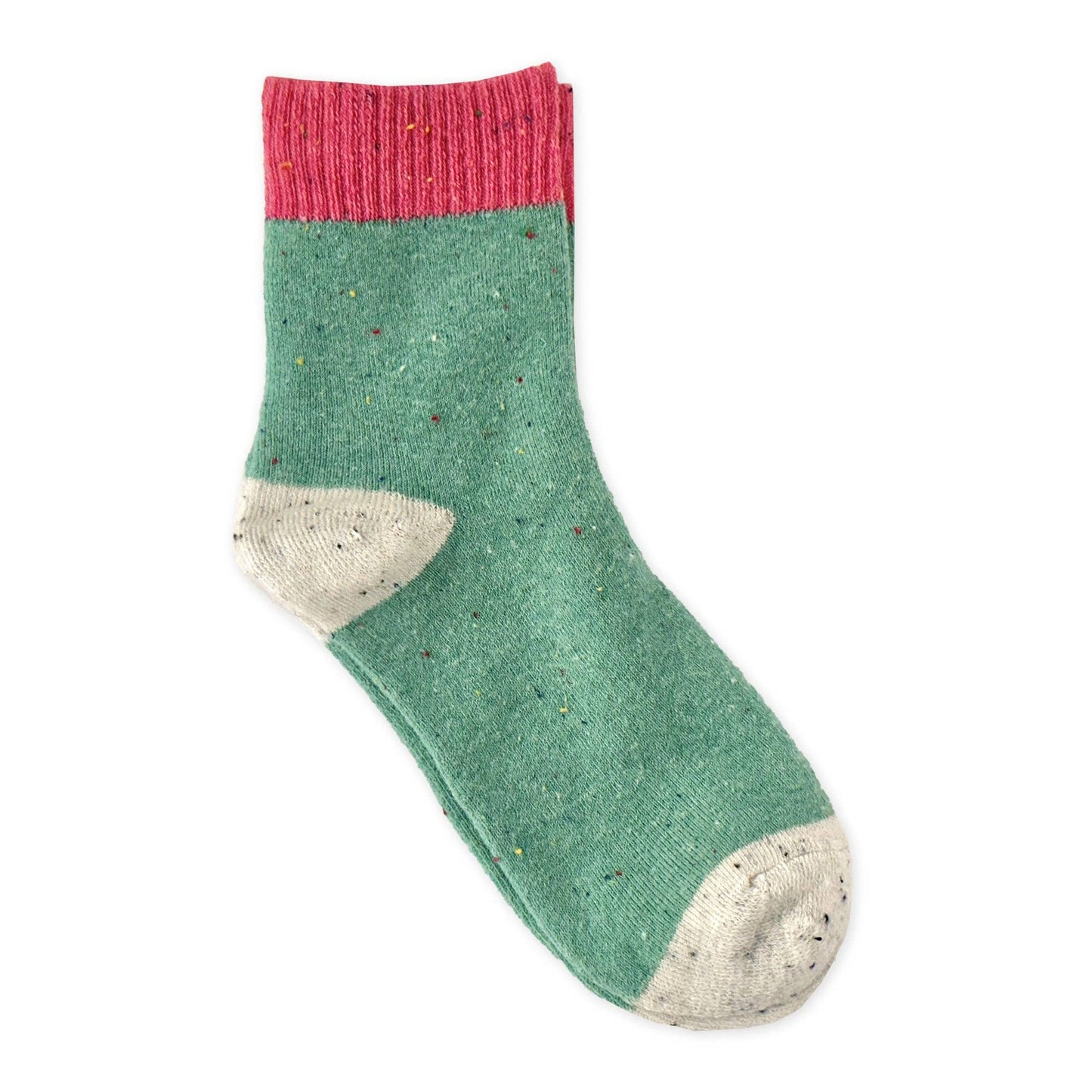 Tri-Color Speckled Cami Socks – Soft & Cozy for All Seasons: Pink - Teal - Lt Gray