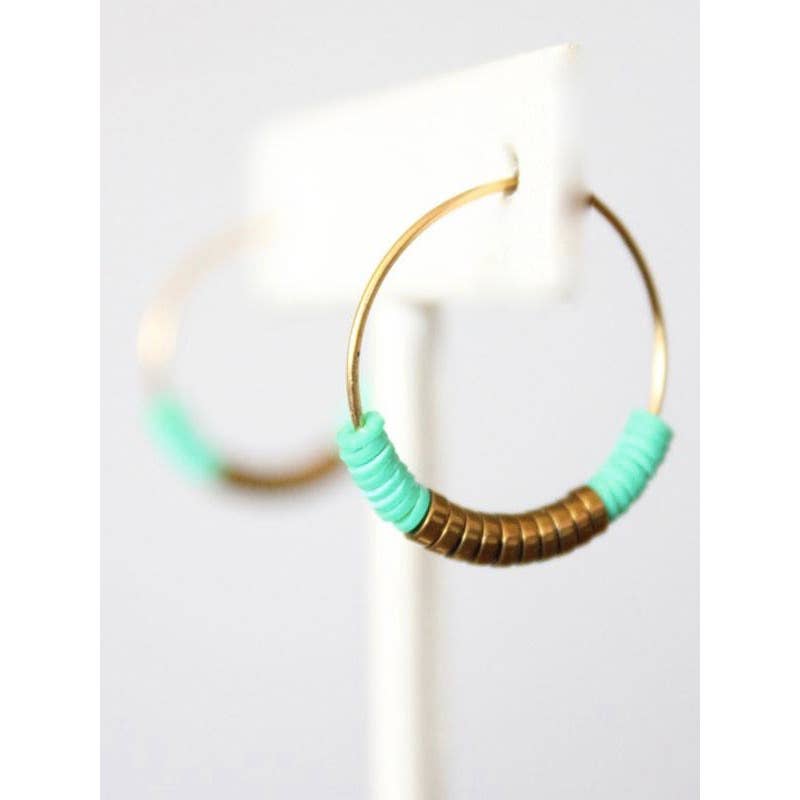 David Aubrey Jewelry - MDSE01 Green and gold hoop earrings