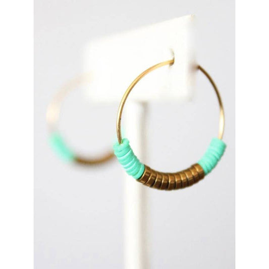 David Aubrey Jewelry - MDSE01 Green and gold hoop earrings