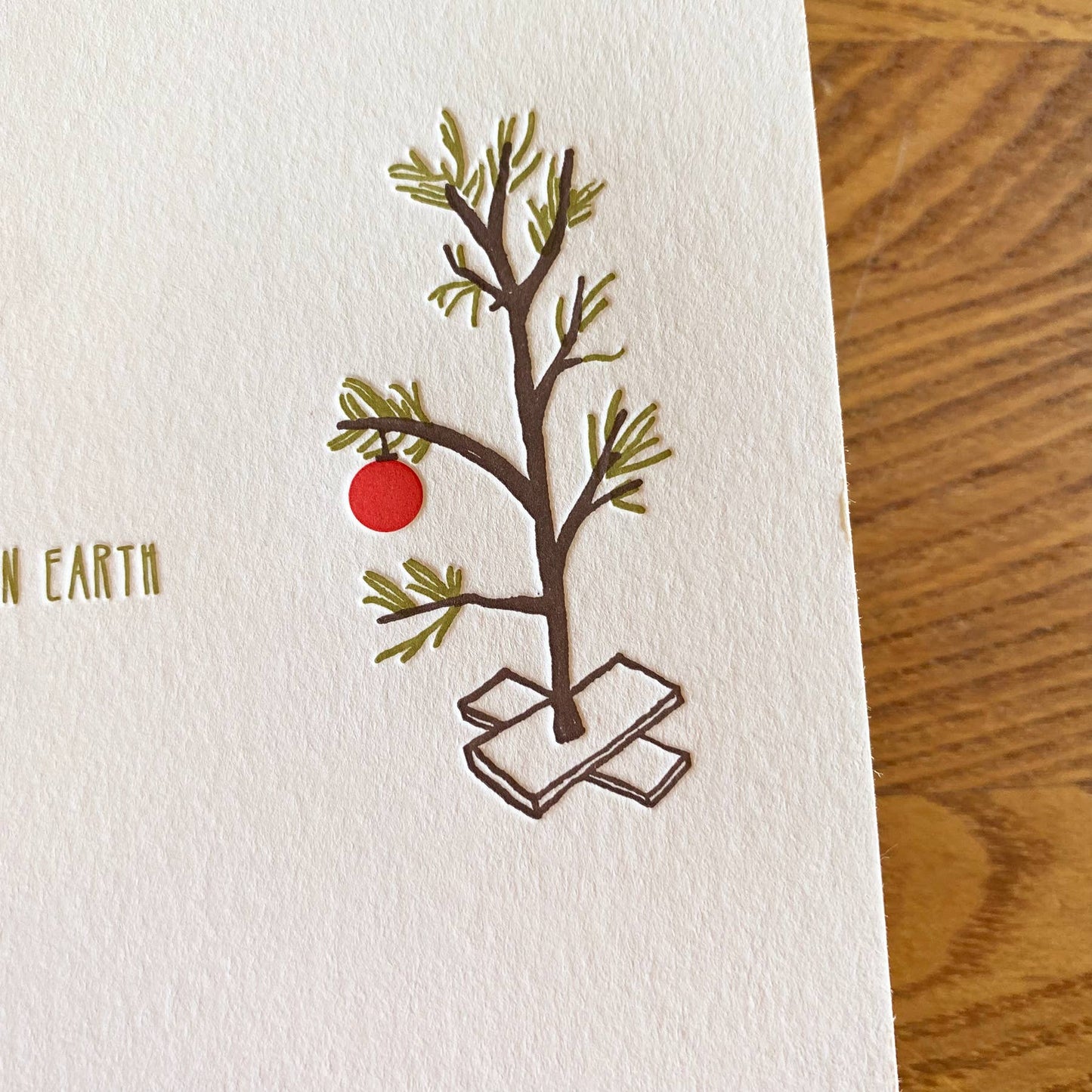Holiday Letterpress Card Charlie Brown Tiny Tree