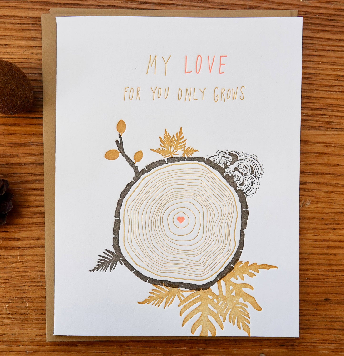 My Love Only Grows For You Love Letterpress Card
