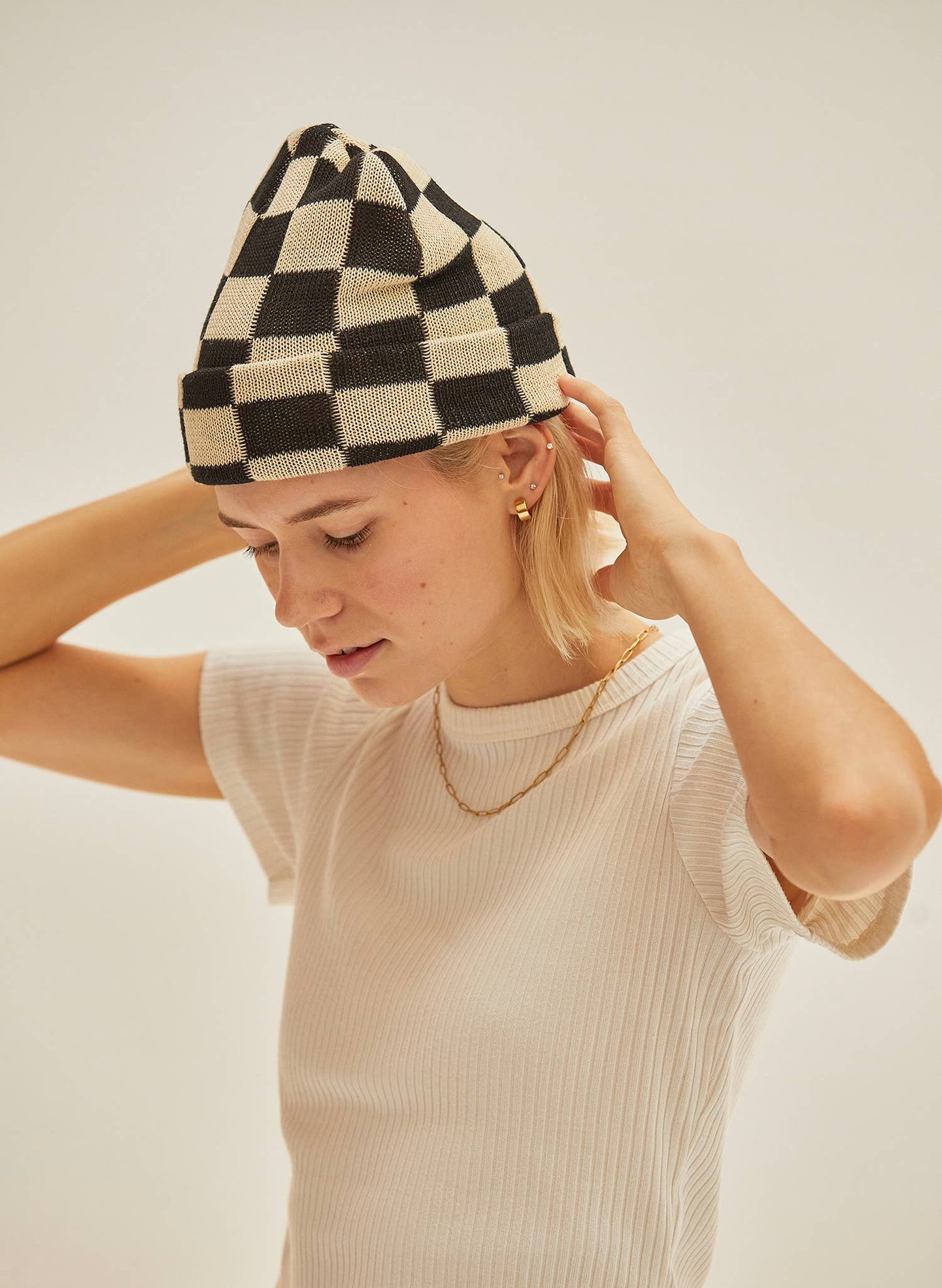 Checkerboard Slacker Beanie: Slate