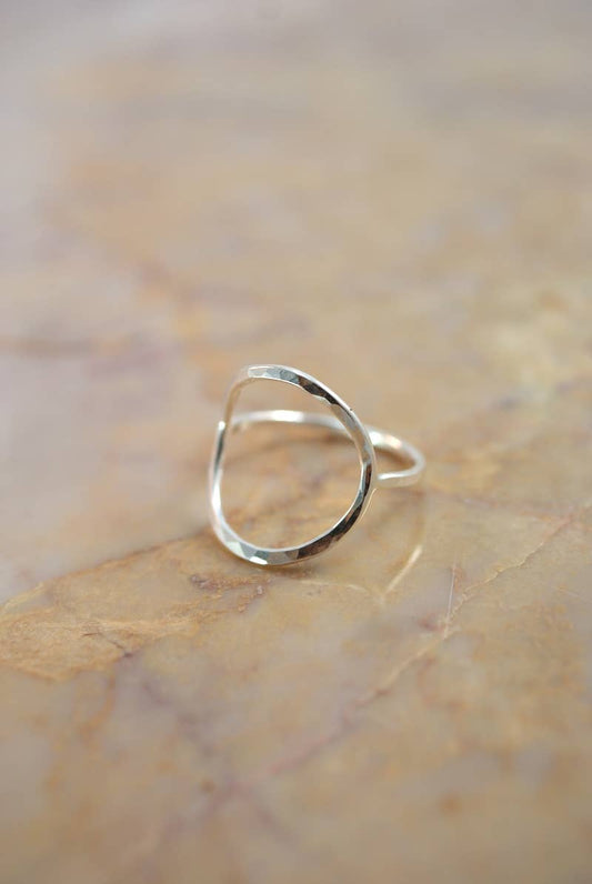Hannah Naomi - Thick Circle Ring in Sterling Silver: Hammered / 7