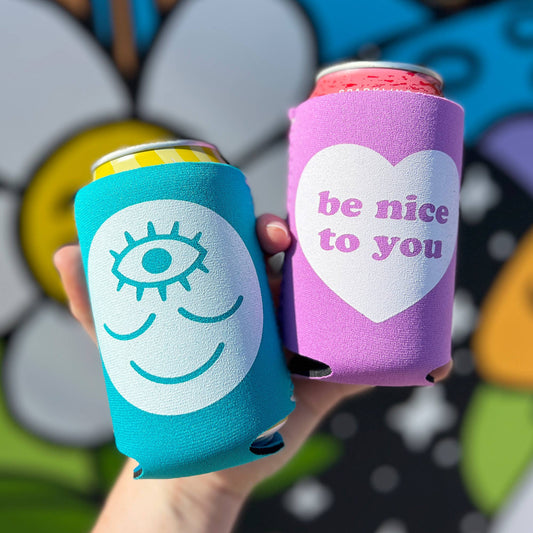 Wokeface Can Cuddler Drink Cooler Koozie: Hot Pink