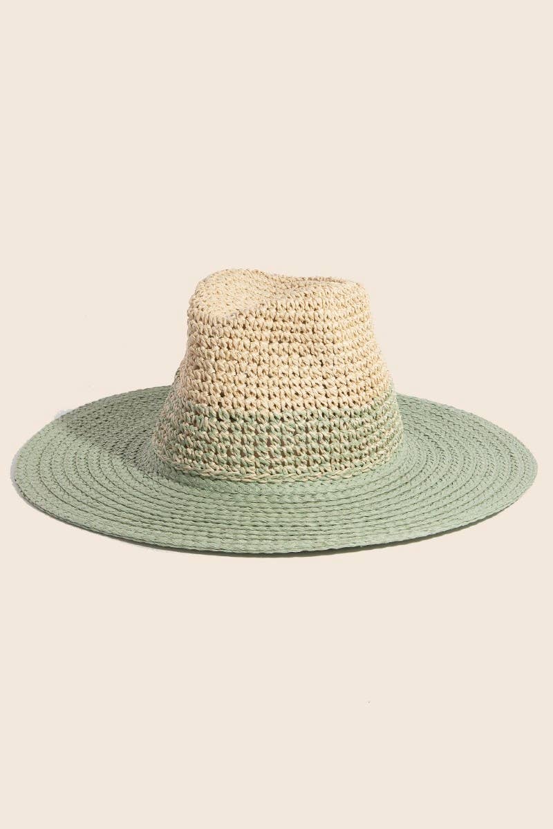 Tone Contrast Straw Hat: KA