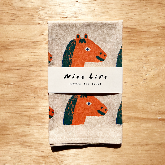 Nice life - Horse Cotton Tea Towel