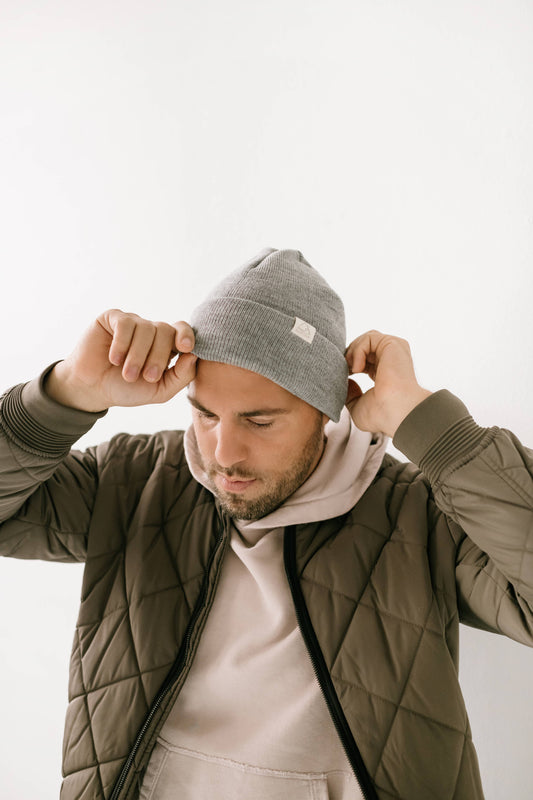 Stone Light Heather Grey Youth/Adult Beanie Fits Ages 5+