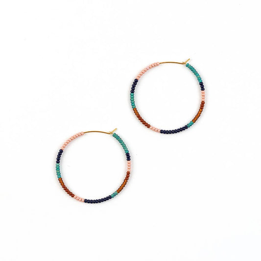 Altiplano - Beaded Hoop Earrings: Multi Bronze