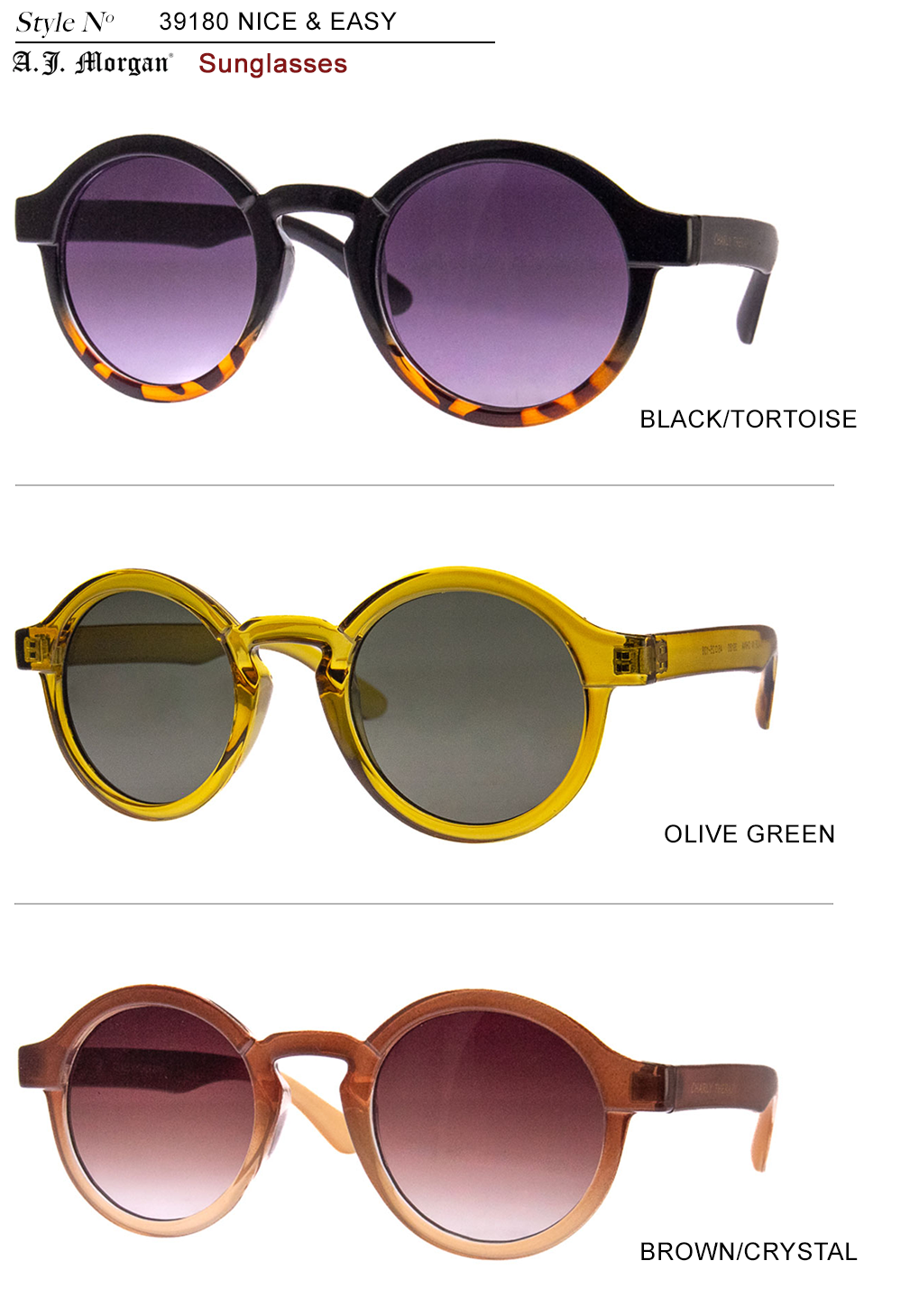 A.J. Morgan - NICE & EASY - Sunglasses: BLACK/TORT