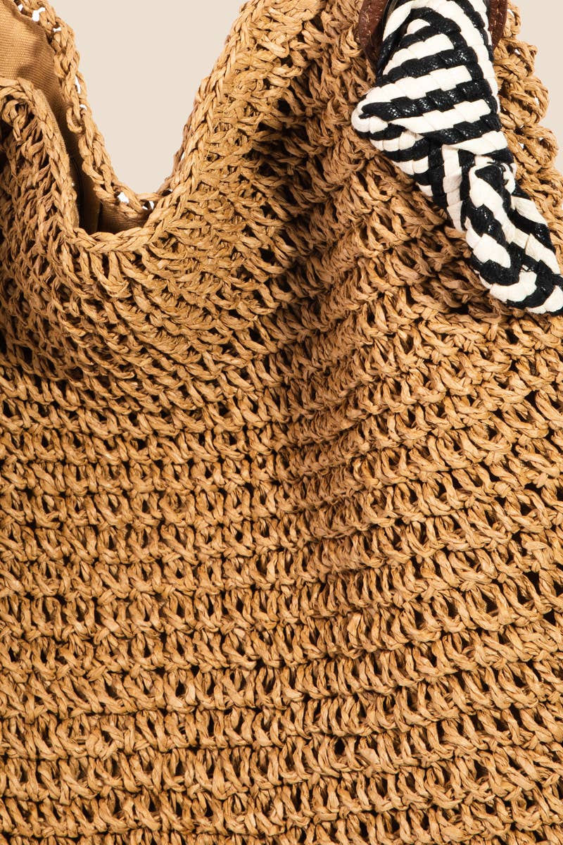 Striped Strap Straw Braid Bag: IV