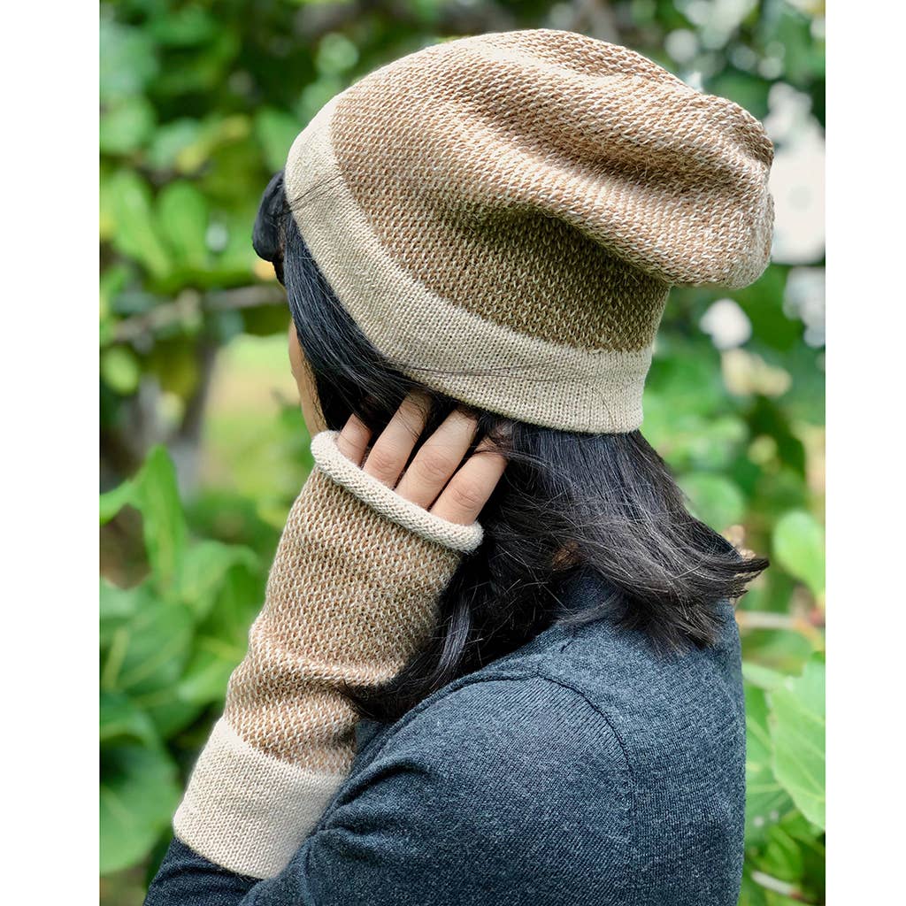 SLATE + SALT - Camel Interwoven Alpaca Beanie