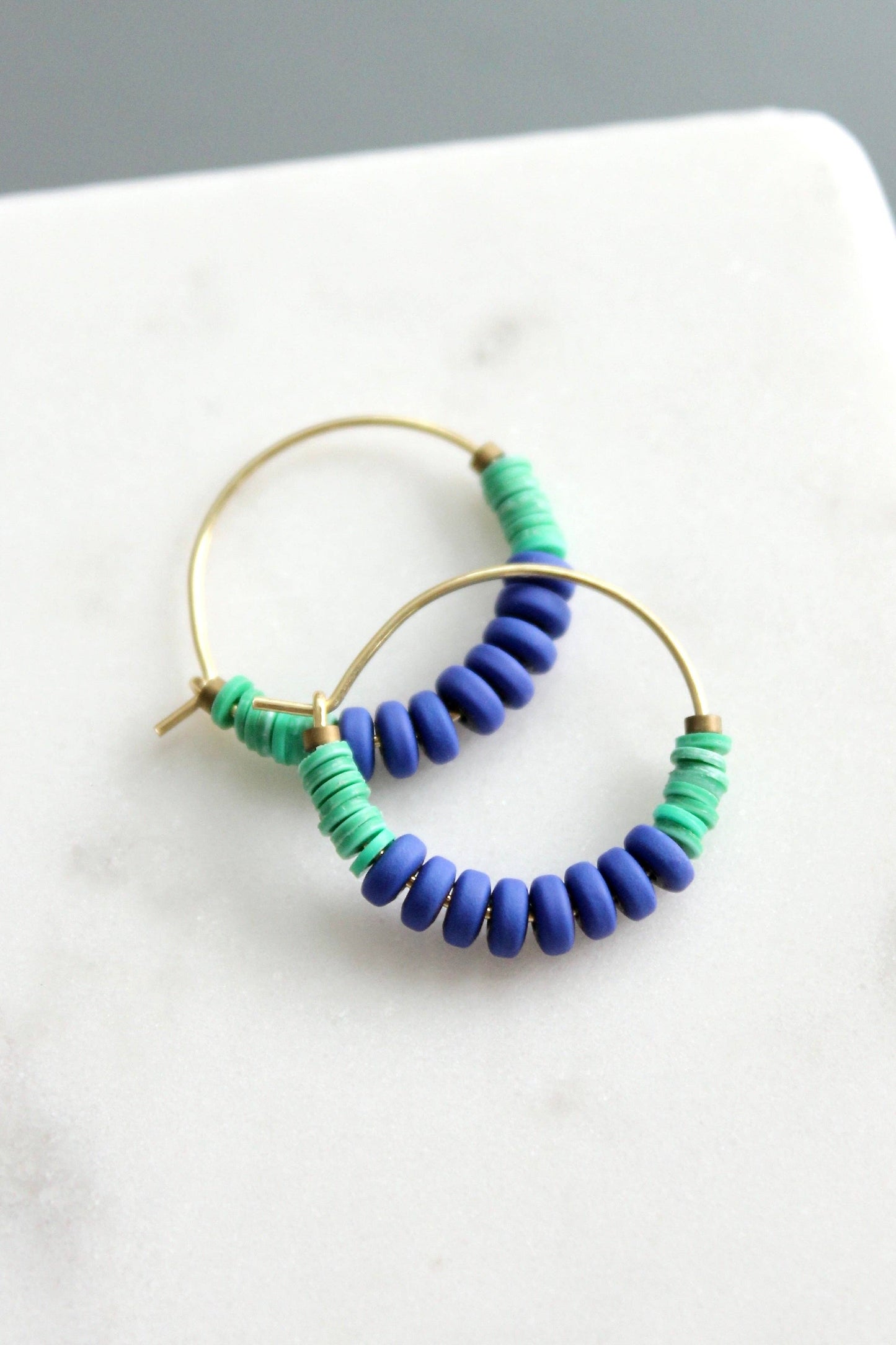 David Aubrey Jewelry - KYLE01 cobalt and green hoop earrings