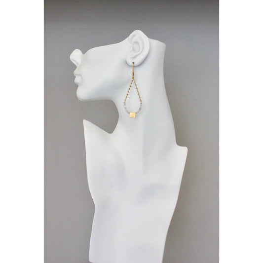 David Aubrey Jewelry - BKNE40 Geometric labradorite and brass earrings