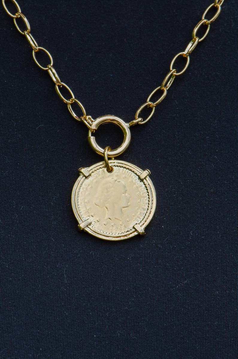 Marcia Moran - Novalie 18k Gold Plated Vintage Coin Pendant Necklace