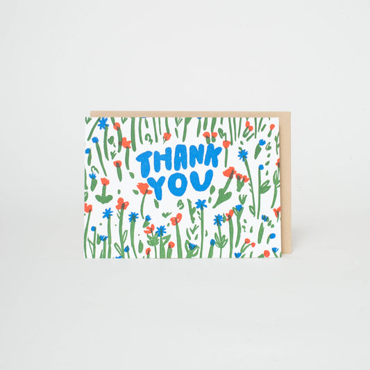 Egg Press Manufacturing - Thank You Meadow Letterpress Greeting Card by Egg Press: Plastic sleeve