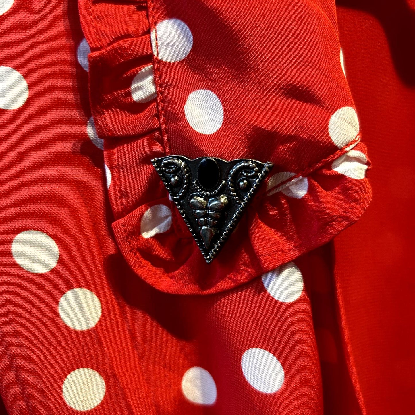 1 /S - The Kooples Red Polka Dot Magic Mushroom Embellished Collar Dress 0425GN