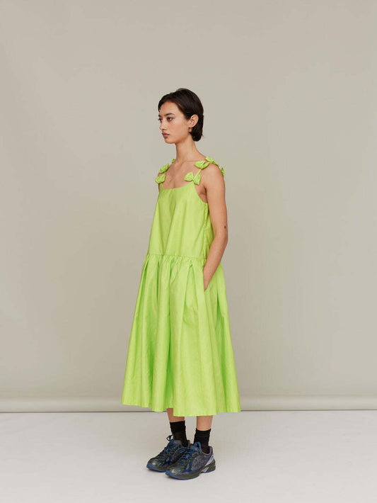 8 - G.E.M by Lazy Oaf NEW $165 Acid Lime Green Bow Strap Party Dress 0623GS