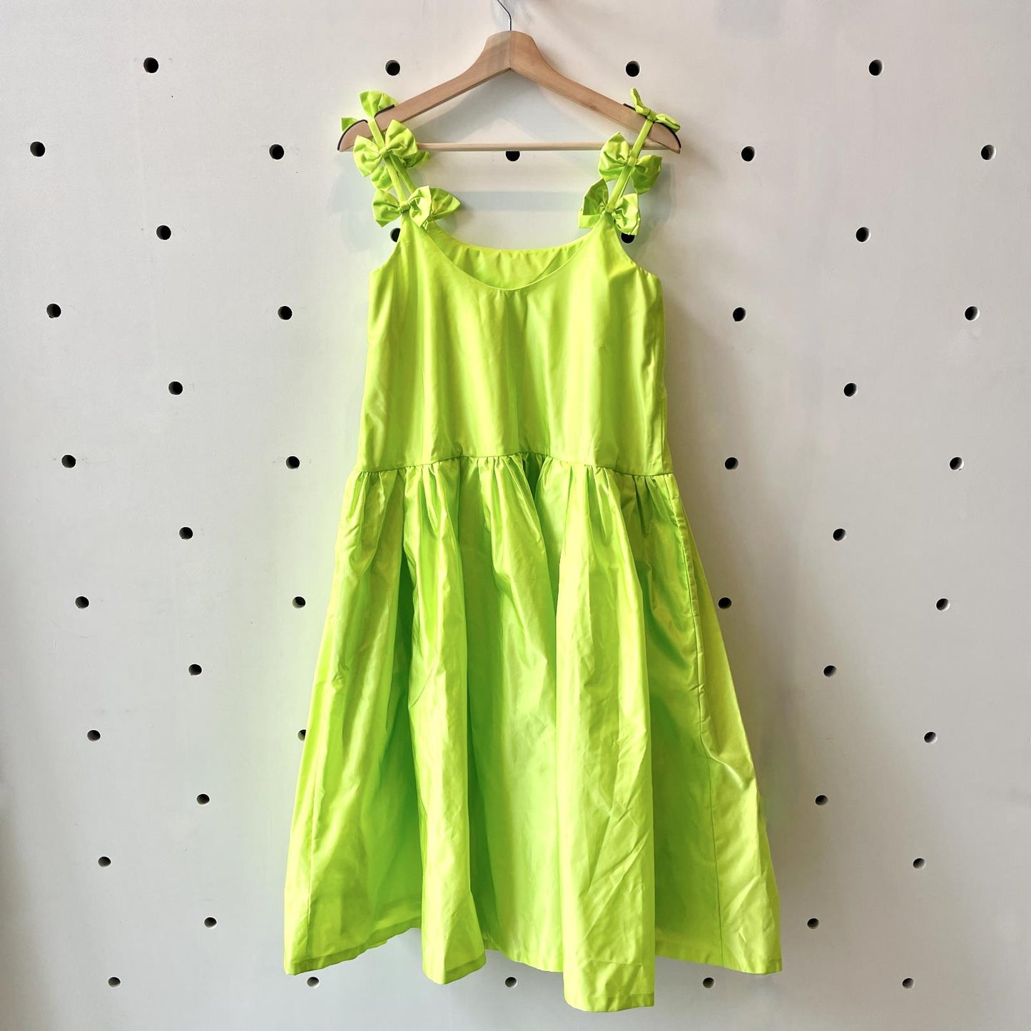 8 - G.E.M by Lazy Oaf NEW $165 Acid Lime Green Bow Strap Party Dress 0623GS
