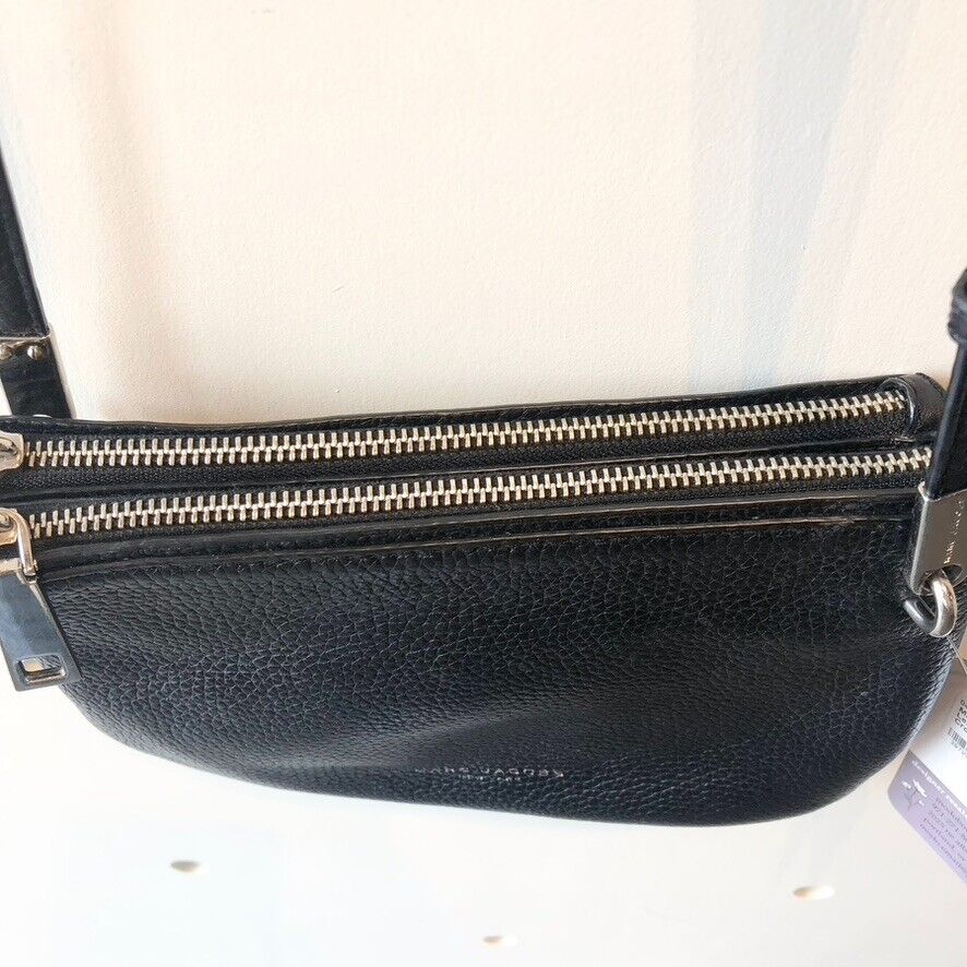 Marc Jacobs Black Leather Double Zip Crossbody Pike Place Percy Bag 0408TK