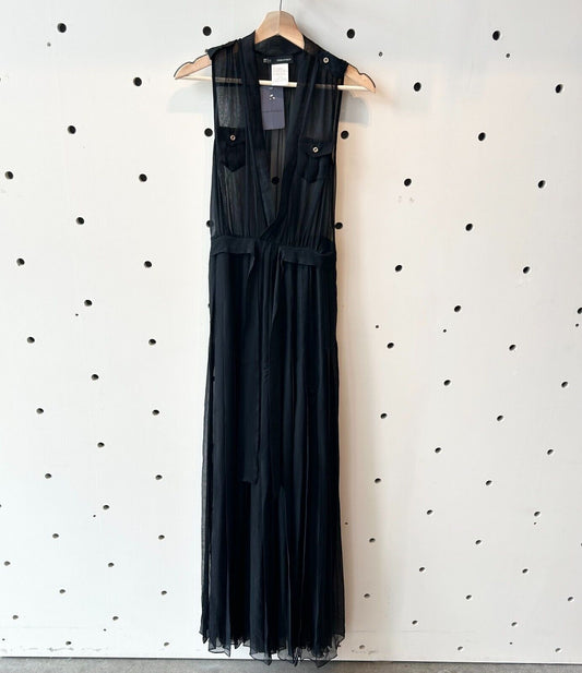 40 IT / S US - Dsquared2 Black Sleeveless Evening Gown Maxi Dress 1202NB