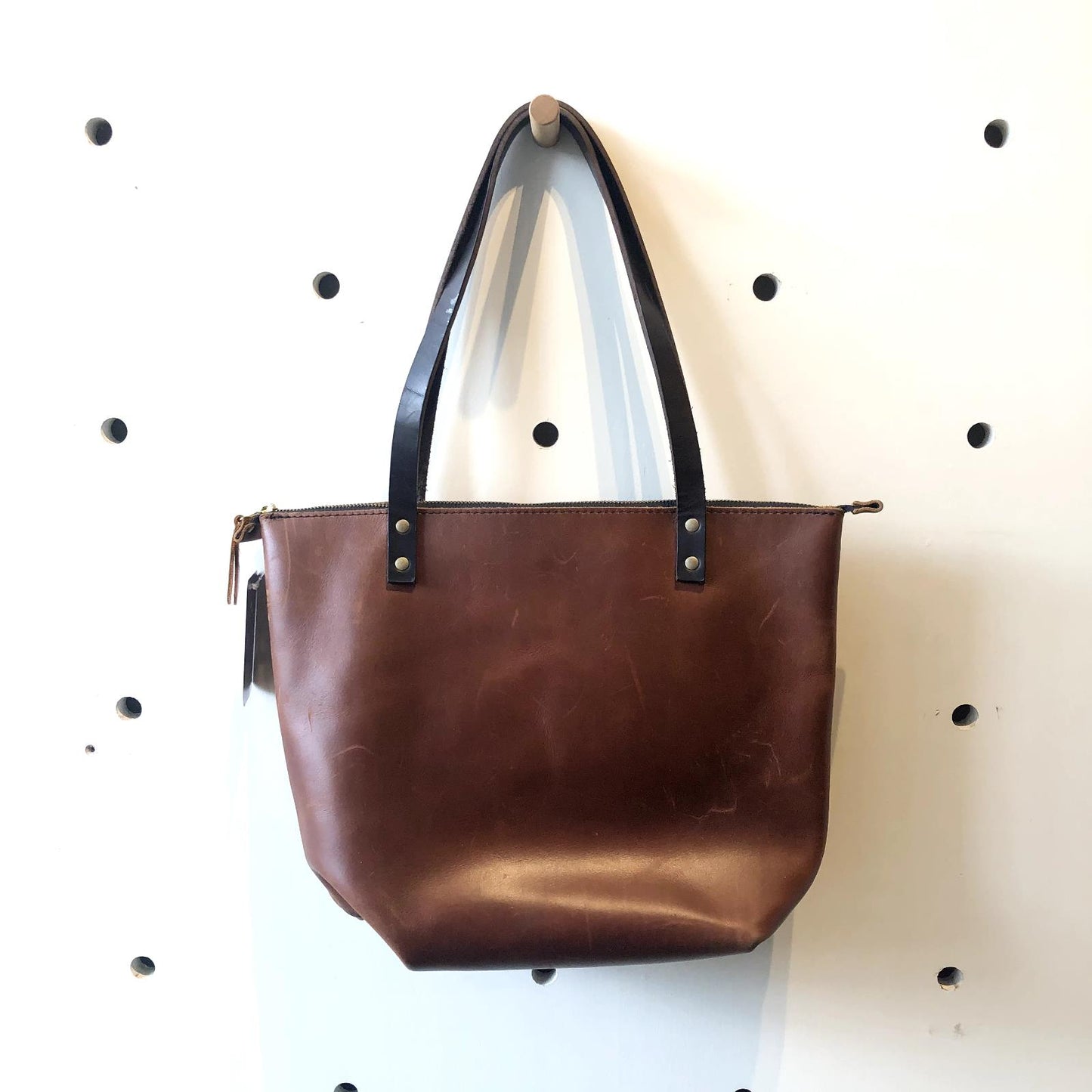 Portland Leather Goods Classic Zip Top Shoulder Tote Bag Purse 0408TK