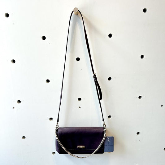 Kate Spade Dark Plum Purple Saffiano Leather Chain Strap Crossbody Purse 0412EM
