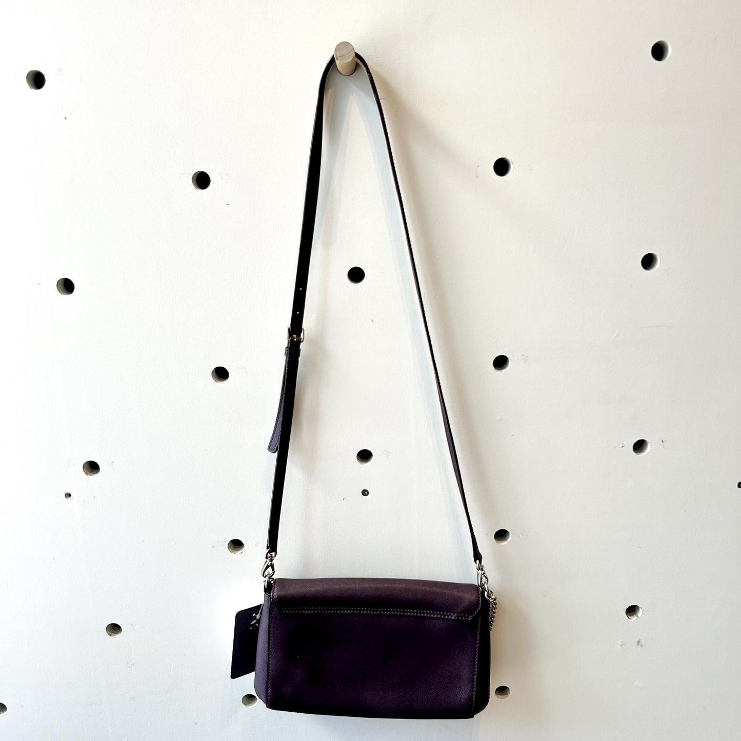 Kate Spade Dark Plum Purple Saffiano Leather Chain Strap Crossbody Purse 0412EM