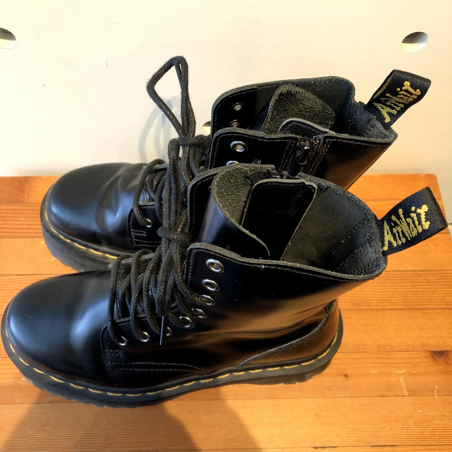 38 / 7 - 7.5 - Dr. Martens Black Leather Jadon Platform Combat Boots 0817SW