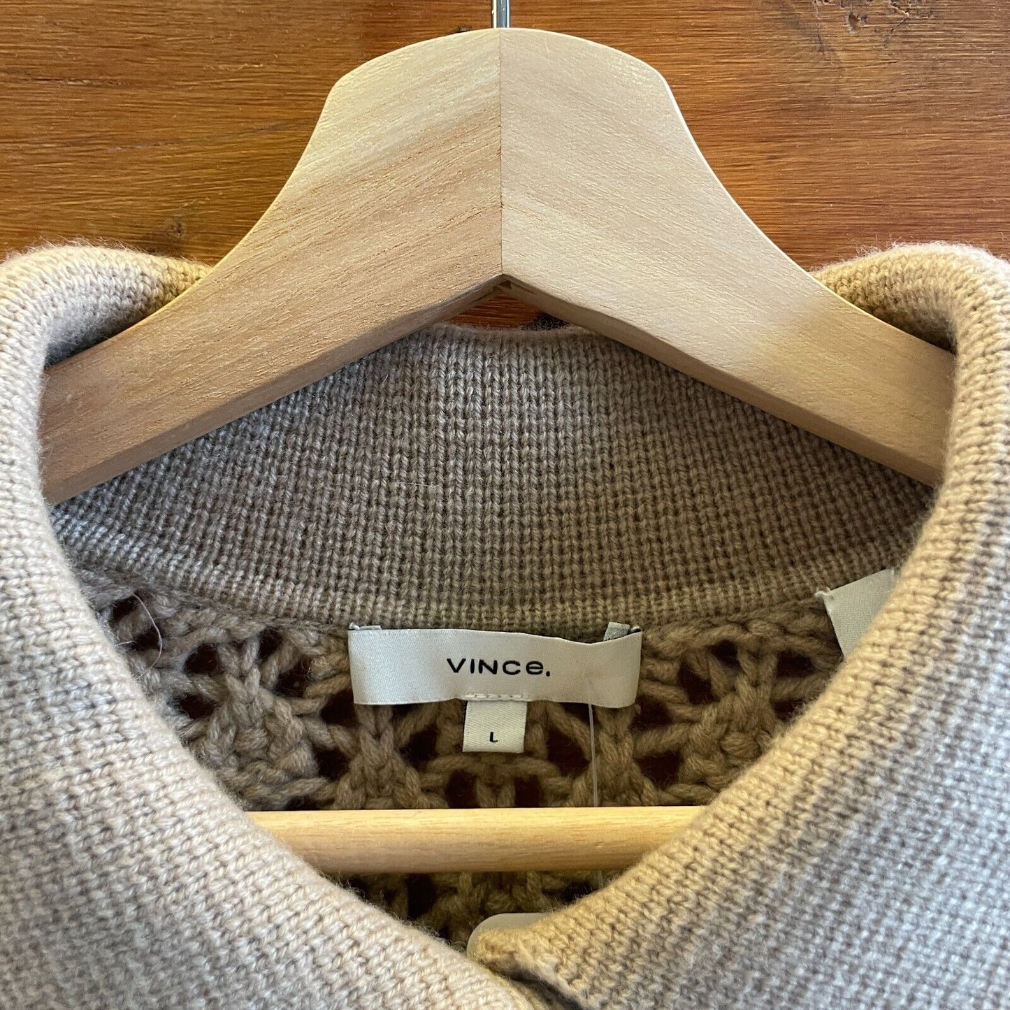 L - Vince $375 Light Amber Cashmere Wool Button Up Cardigan Sweater NEW 0721DK