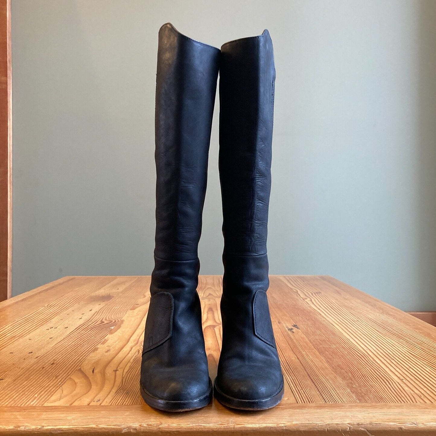 36 / 6 - Acne Studios Black Leather Tall Pistol Knee High Heeled Boots 0201KJ