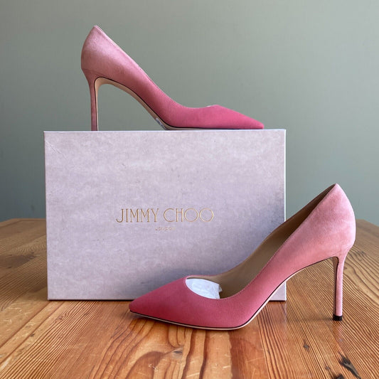 10.5 / 40.5 - Jimmy Choo Pink Degrade Romy Pointed Toe Pumps NEW w/ Box 0322AS