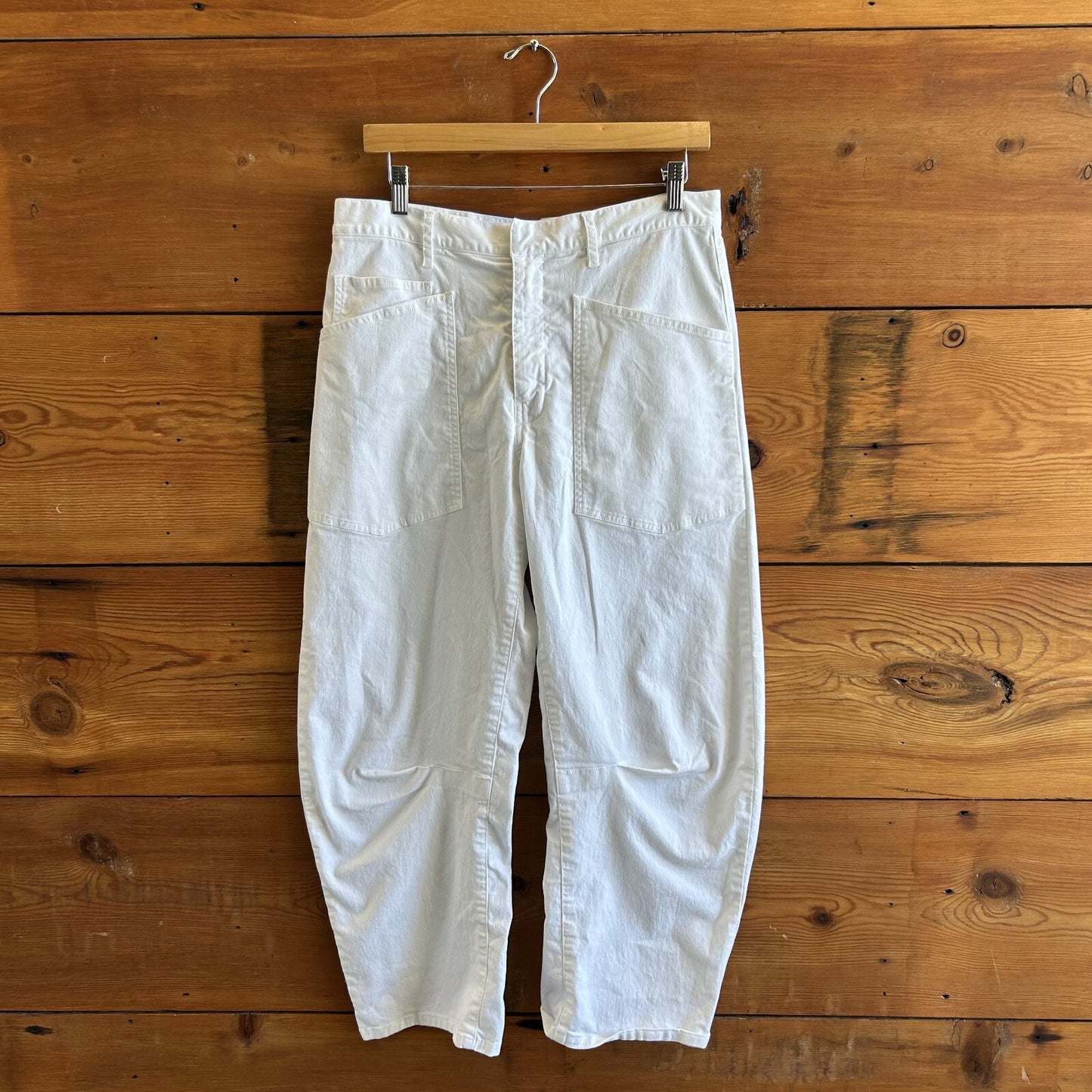 6 - Nili Lotan $395 White Shon Mid-rise Relaxed Fit Barrel Leg Jean 4427SC
