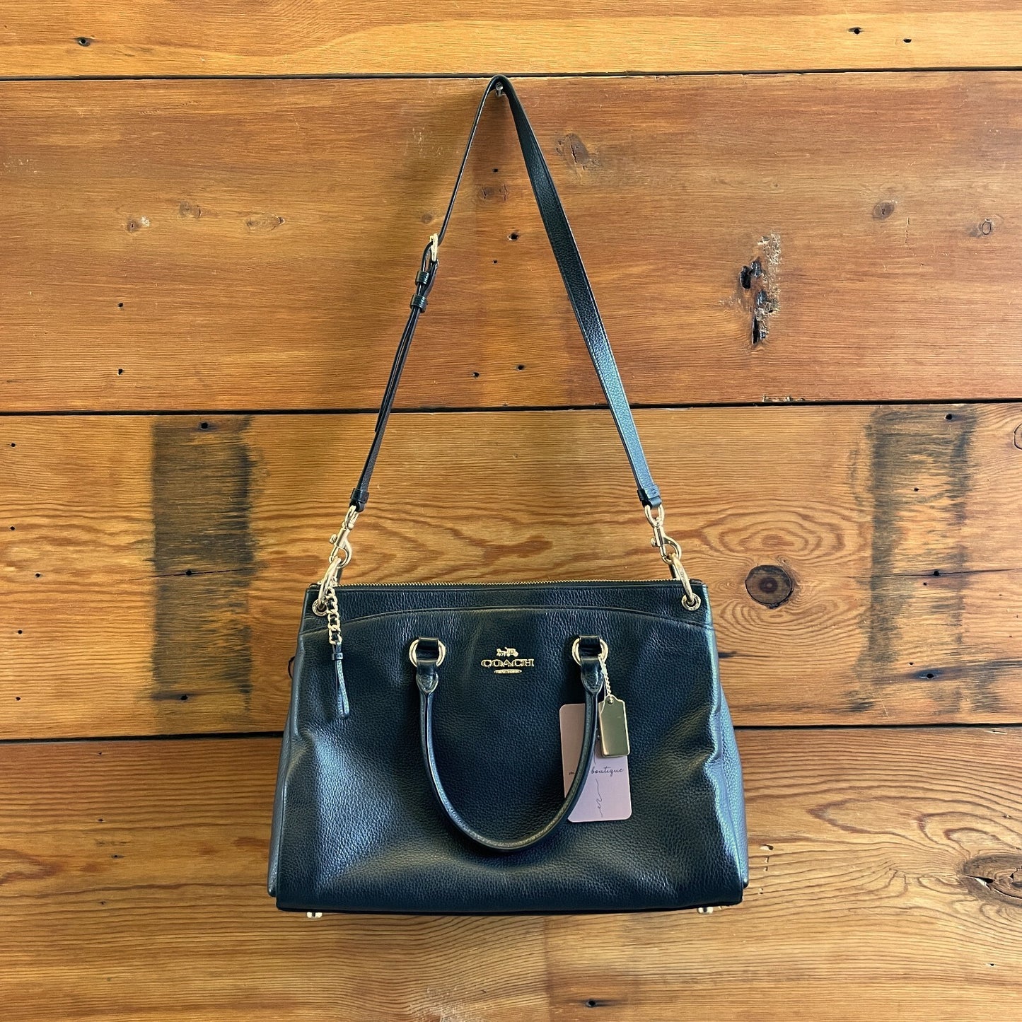 Coach Black Leather Mia satchel F77884 $498 Bag Purse w/ Crossbody Strap 0801EO
