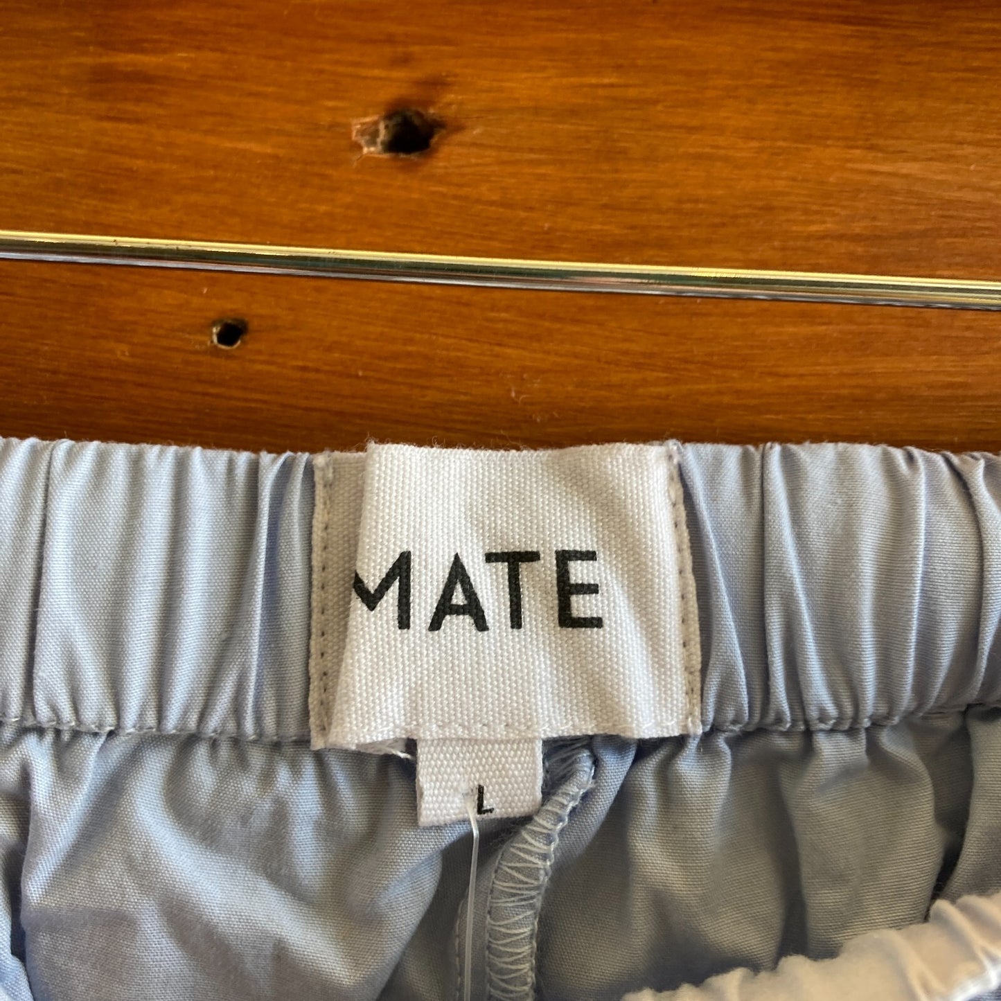 L - Mate NEW Blue Organic Poplin Parachute Pants 0817AS