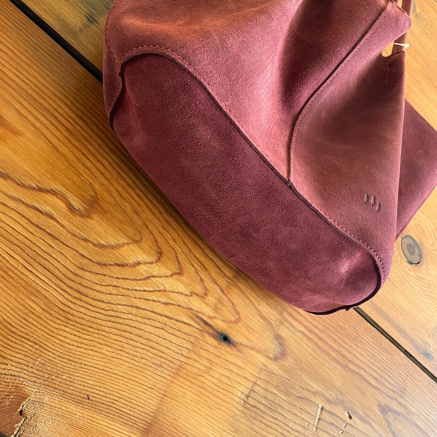Portland Leather Goods Burgundy Suede Leather Large Tote Bag Purse 0320HJ