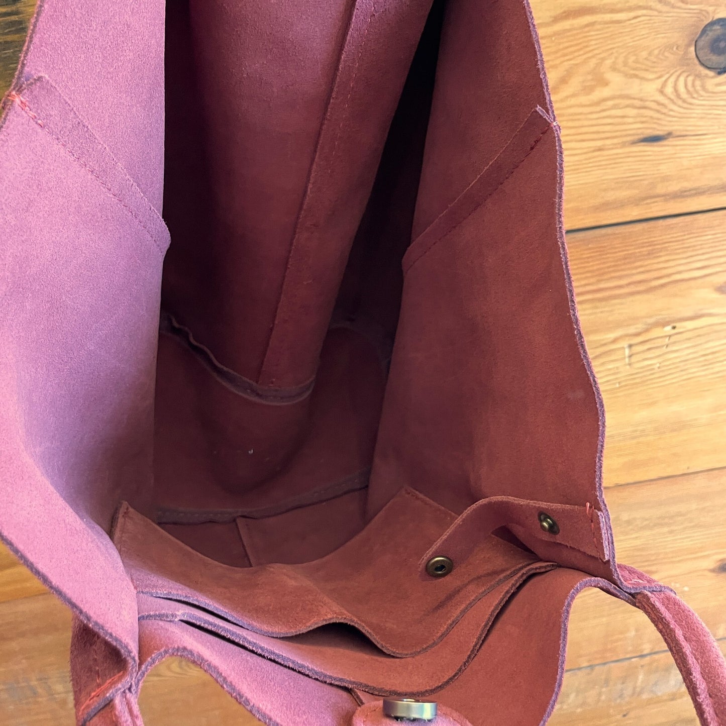 Portland Leather Goods Burgundy Suede Leather Large Tote Bag Purse 0320HJ
