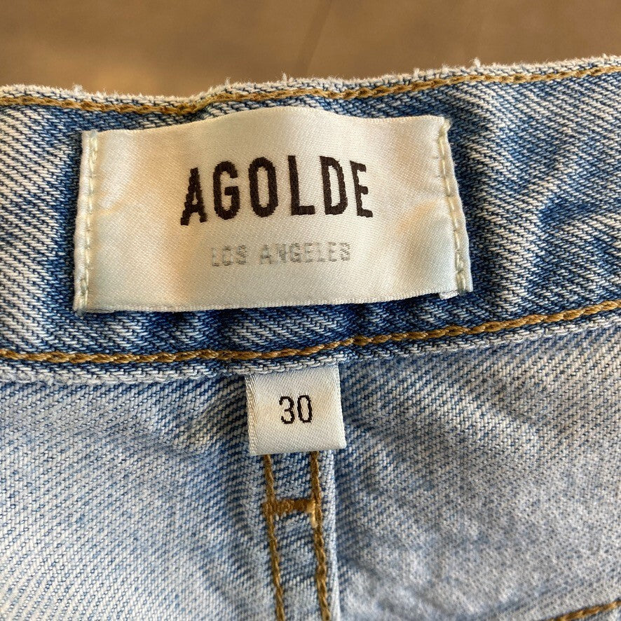 30 - AGOLDE Light Wash Destroyed 90's Crop Frayed Hem Jeans 0212CG