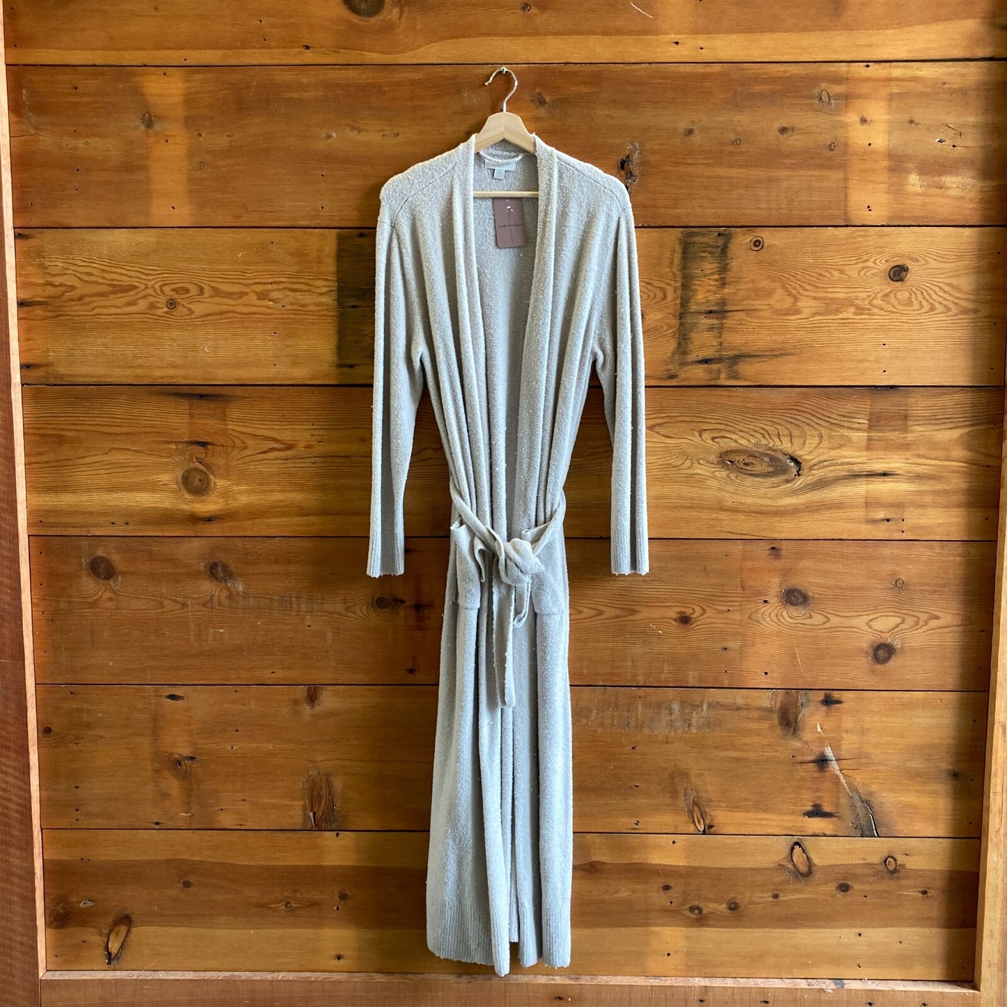 Barefoot Dreams Beige Open Front Belted Cozychic Light Plush Robe 4427SC