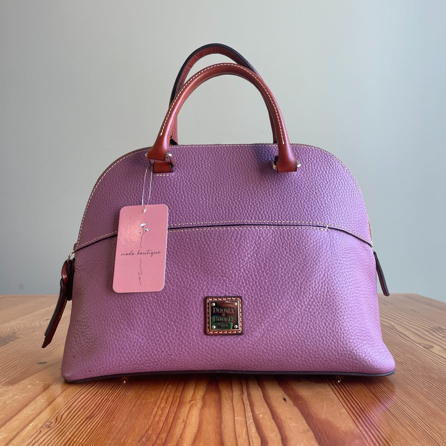 Dooney & Bourke Mauve Leather Carter Satchel Domed Top Handle Bag 0618DT