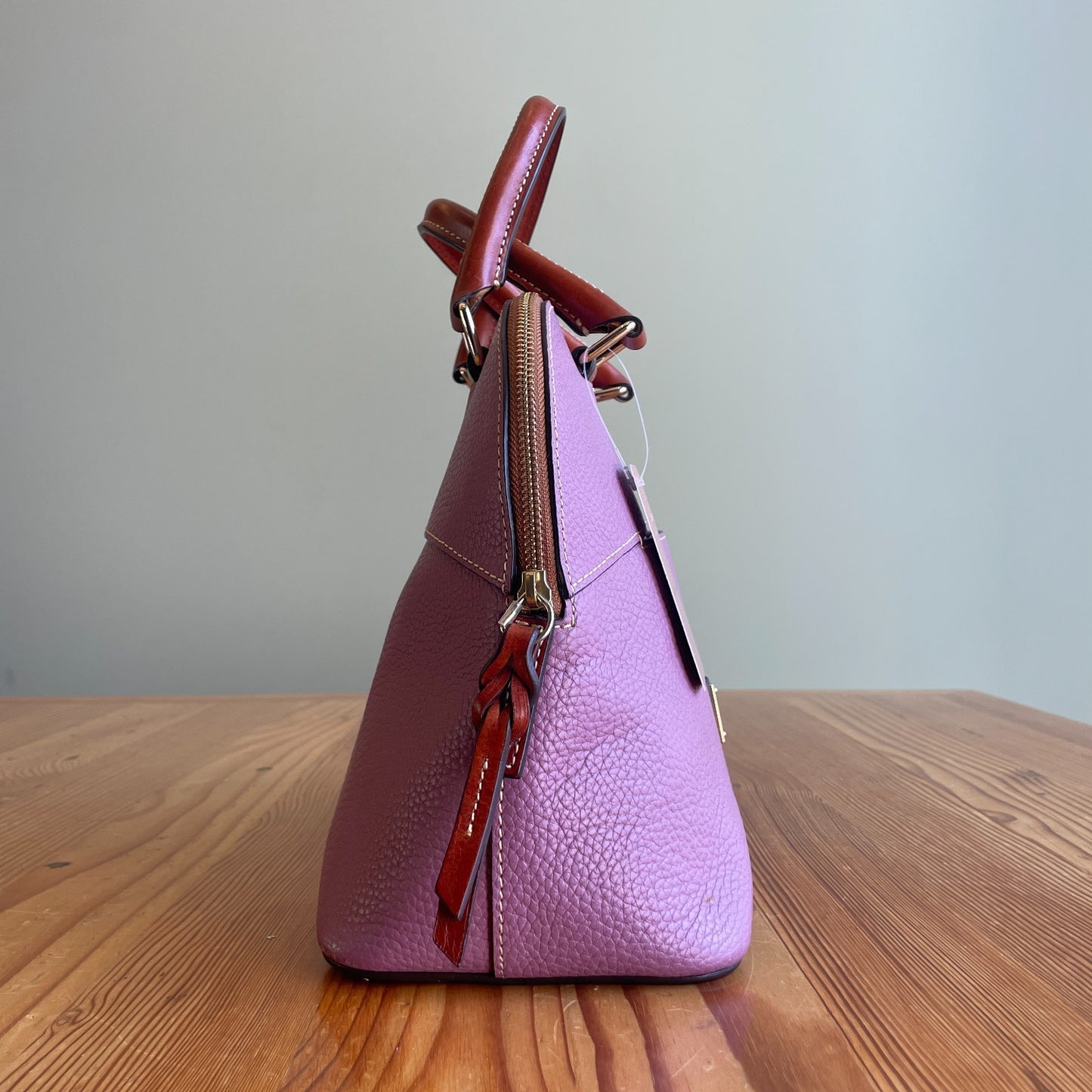 Dooney & Bourke Mauve Leather Carter Satchel Domed Top Handle Bag 0618DT