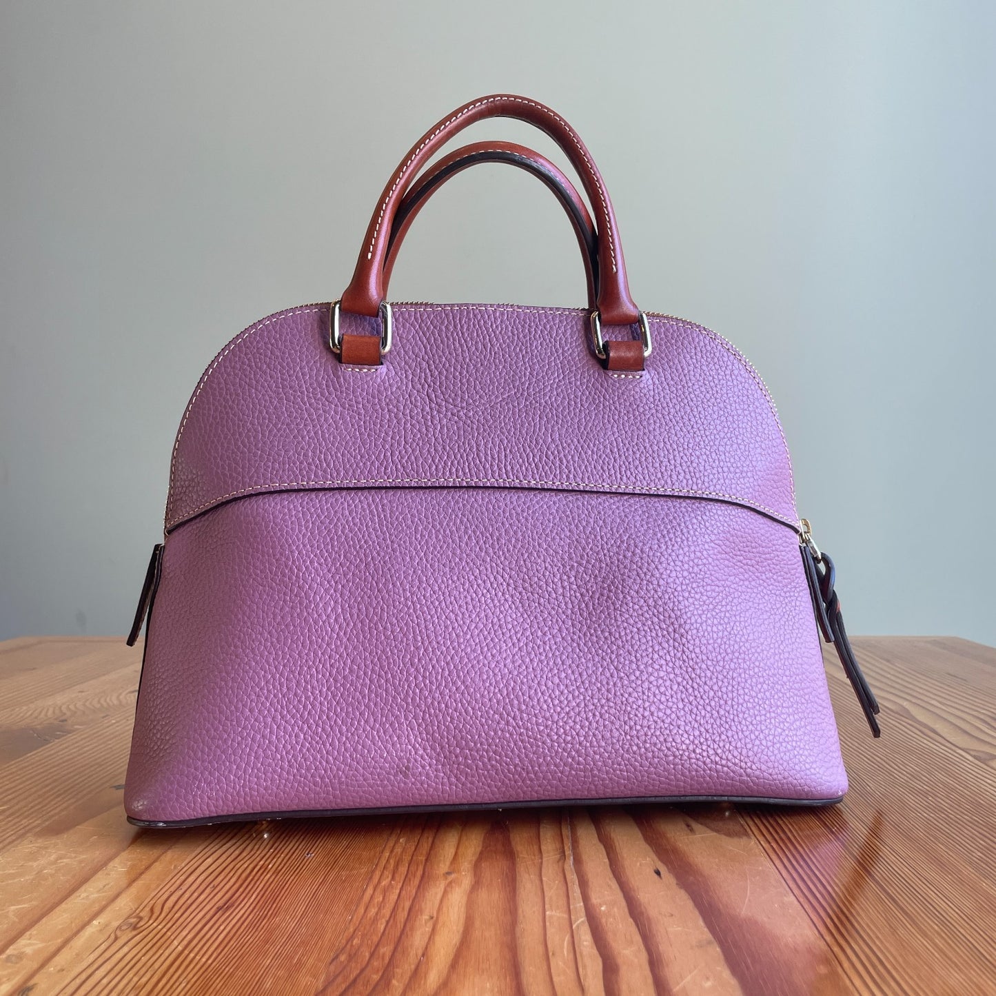 Dooney & Bourke Mauve Leather Carter Satchel Domed Top Handle Bag 0618DT