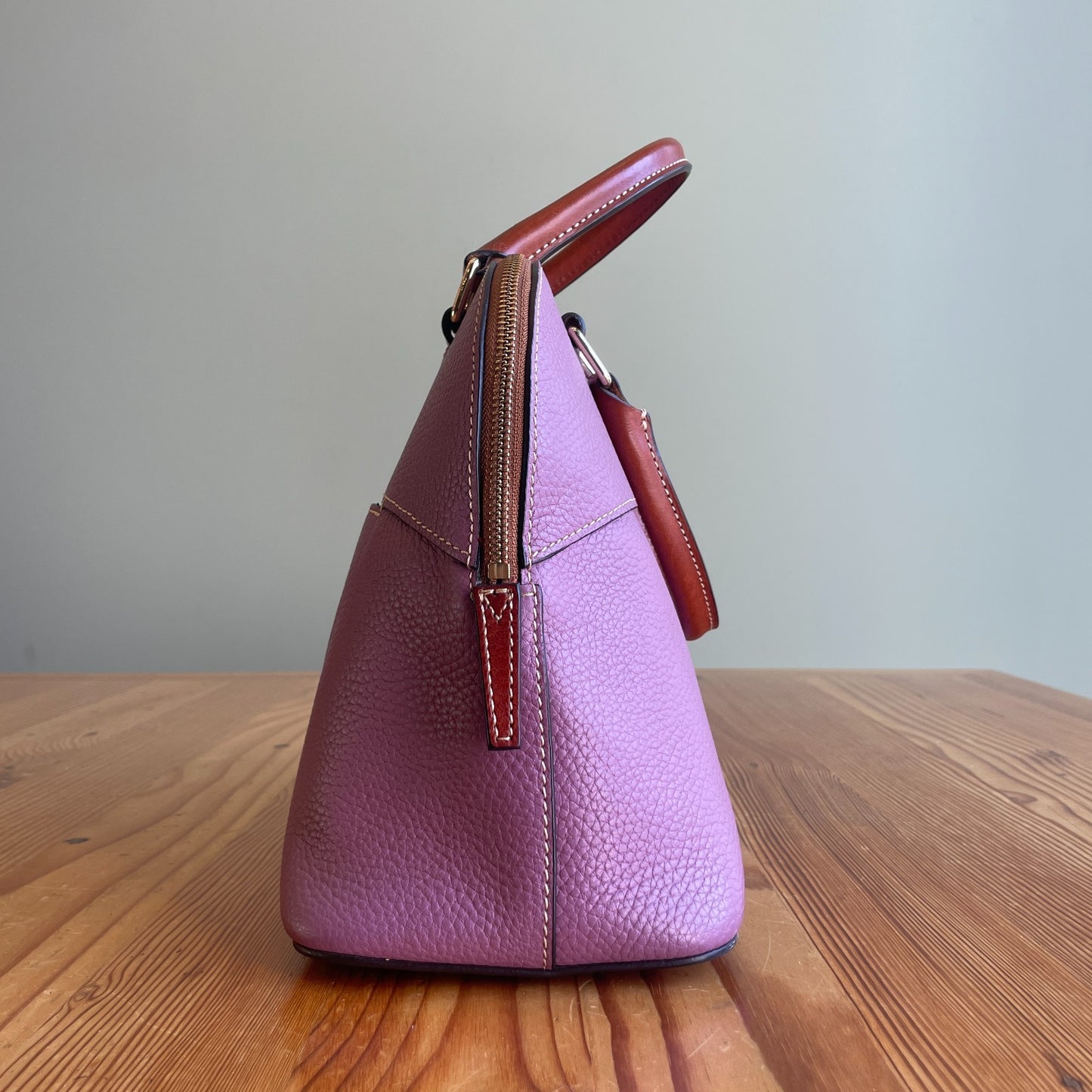 Dooney & Bourke Mauve Leather Carter Satchel Domed Top Handle Bag 0618DT
