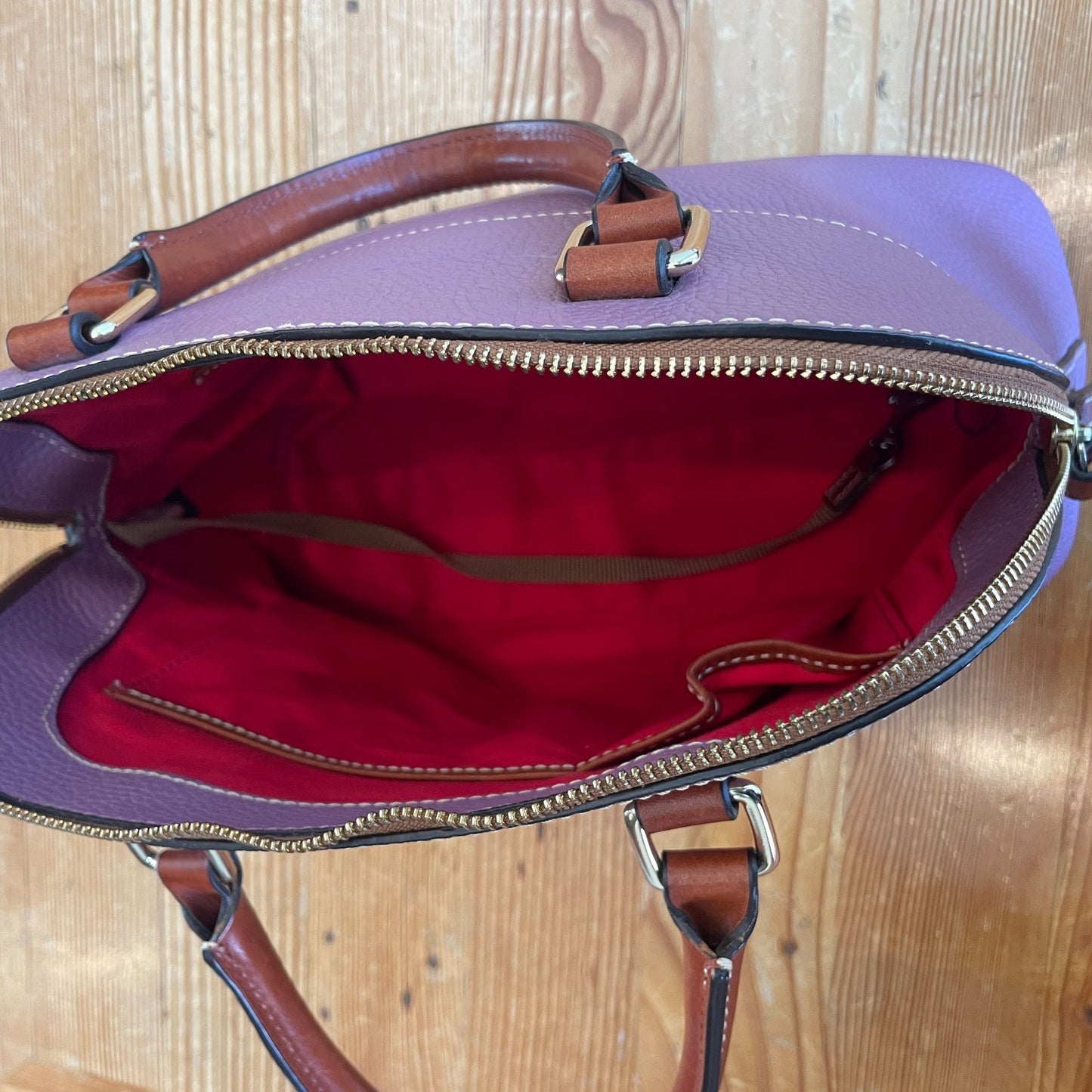 Dooney & Bourke Mauve Leather Carter Satchel Domed Top Handle Bag 0618DT