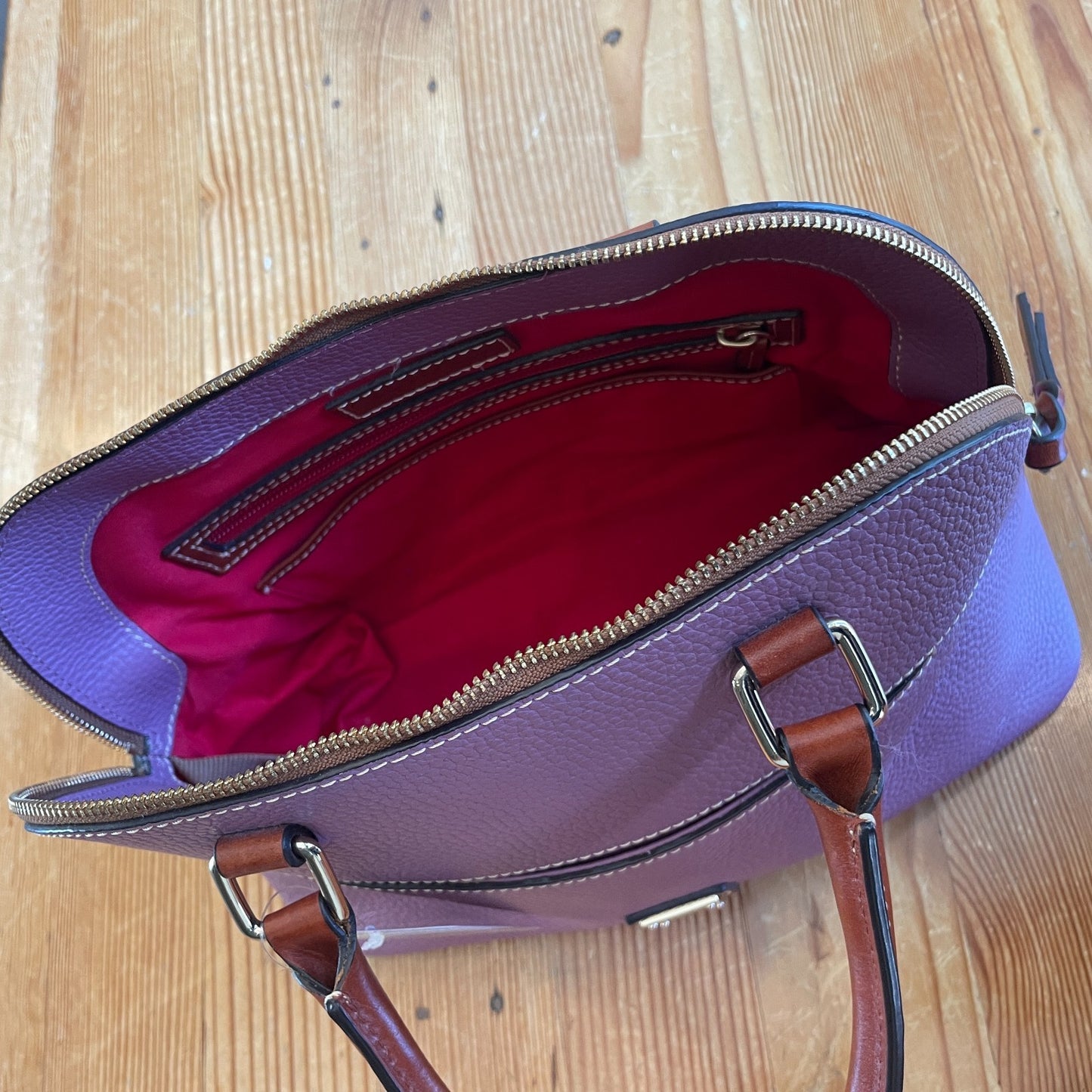 Dooney & Bourke Mauve Leather Carter Satchel Domed Top Handle Bag 0618DT