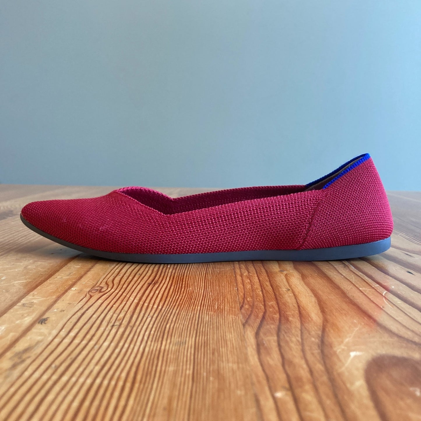 8 - Rothy's Deep Red Pointed Toe Flats Slip On Comfort Shoes 0428DS