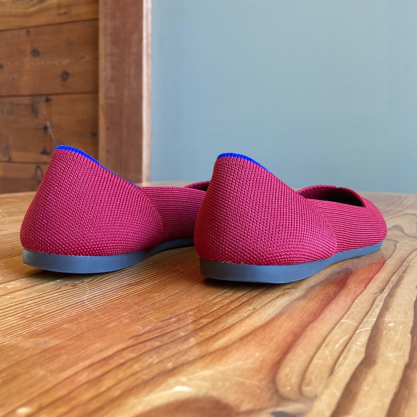8 - Rothy's Deep Red Pointed Toe Flats Slip On Comfort Shoes 0428DS