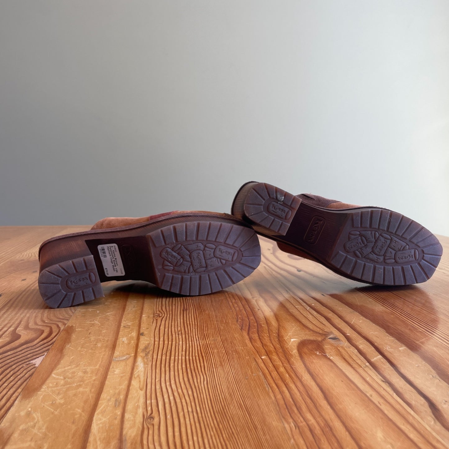 8 - Korks Brown Patchwork Suede Y2K Platform Clogs Mules Marla Shoes 1008JO