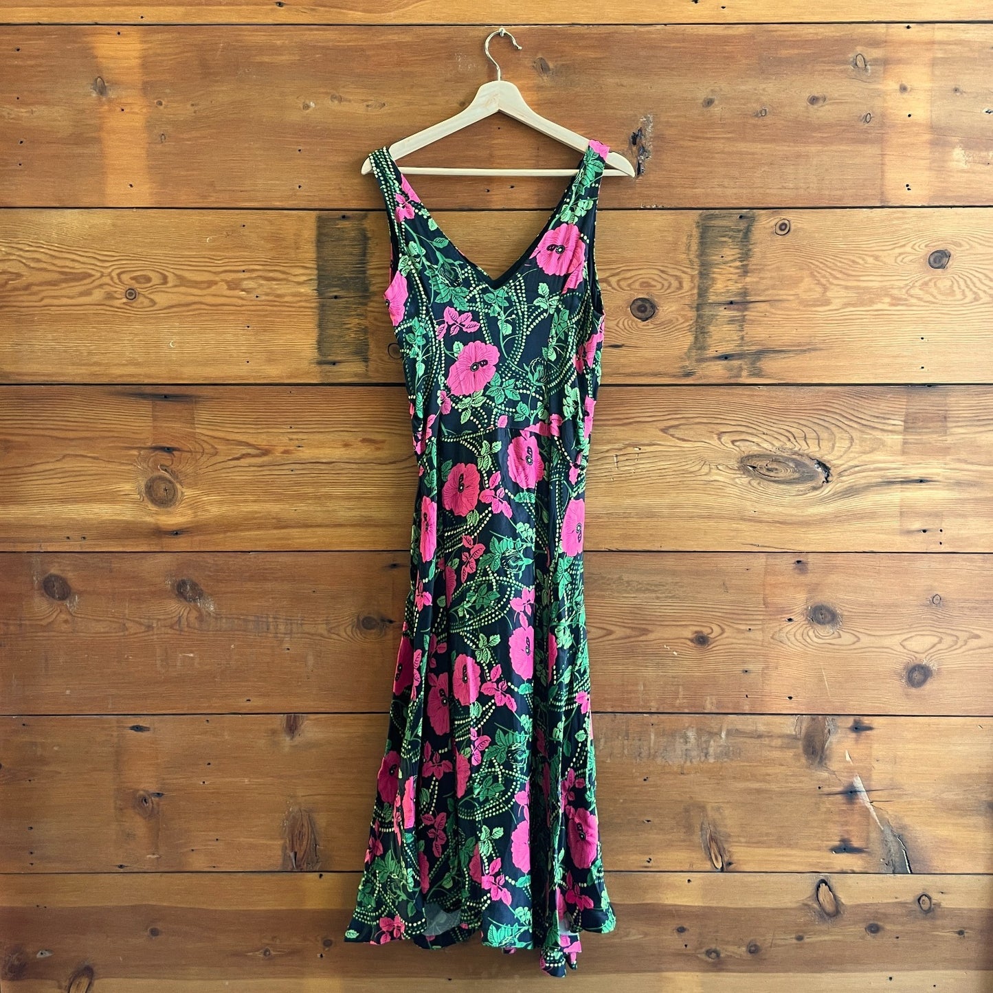 2 - Maeve Anthropologie NEW Black Pink Floral Print Ruched Midi Dress 0416LB